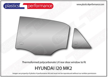 i20 MK2 GB - 5dr Hatchback ポリカーボネート 左リアドアウインドウ｜Hyundai i20 MK2 GB - 5dr Hatchback 写真1