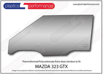 ポリカーボネート 左フロントドアウインドウ｜マツダ 323 BG8Z GTX 3dr Hatchback