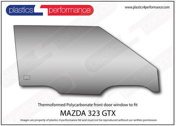 ポリカーボネート 右フロントドアウインドウ｜マツダ 323 BG8Z GTX 3dr Hatchback