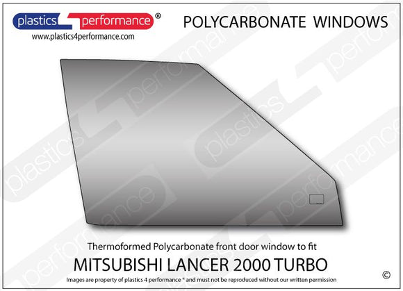ポリカーボネート 右フロントドアウインドウ｜三菱 Lancer 2000 Turbo