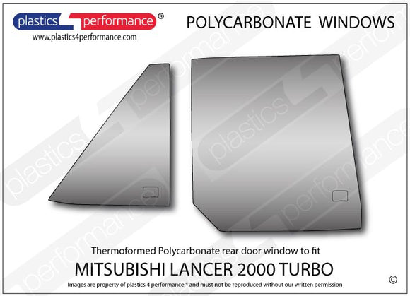 ポリカーボネート 右リアドアウインドウ｜三菱 Lancer 2000 Turbo