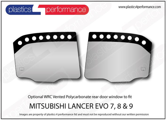 ポリカーボネート 右リアドアウインドウ｜三菱 Lancer Evo 7