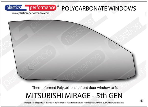 ポリカーボネート 右フロントドアウインドウ｜三菱 Mirage 5th Generation