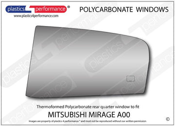 ポリカーボネート 左リアクォーターウインドウ｜三菱 Mirage A00 - Hatchback