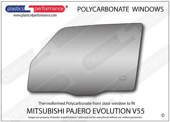 ポリカーボネート 左フロントドアウインドウ｜三菱 Pajero Evolution V55V