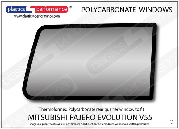ポリカーボネート 右リアクォーターウインドウ｜三菱 Pajero Evolution V55V
