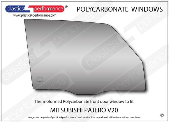 ポリカーボネート 右フロントドアウインドウ｜三菱 Pajero V20 - 3dr