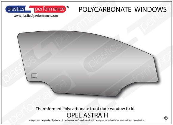 ポリカーボネート 右フロントドアウインドウ｜Opel Astra H - 3dr Hatchback