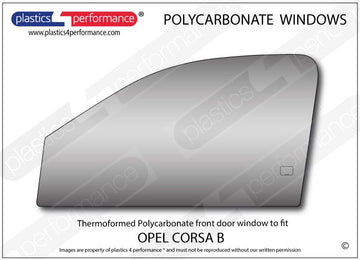 ポリカーボネート 左フロントドアウインドウ｜Opel Corsa B - 3dr Hatchback