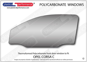 ポリカーボネート 左フロントドアウインドウ｜Opel Corsa C - 3dr Hatchback