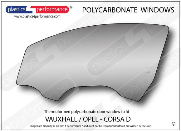 ポリカーボネート 左フロントドアウインドウ｜Opel Corsa D - 3dr Hatchback