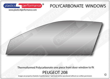 ポリカーボネート 左フロントドアウインドウ｜Peugeot 208 1st Generation - 3dr Hatchback