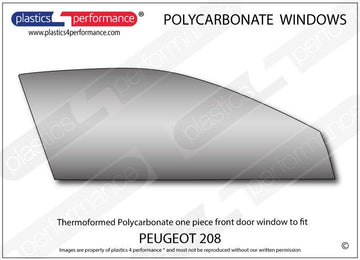 ポリカーボネート 右フロントドアウインドウ｜Peugeot 208 1st Generation - 3dr Hatchback