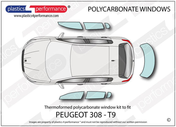 ポリカーボネート ウインドウキット｜Peugeot 308 2nd Generation T9 - Hatchback