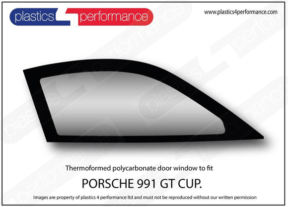 ポリカーボネート 右フロントドアウインドウ｜Porsche 991 GT3 Cup