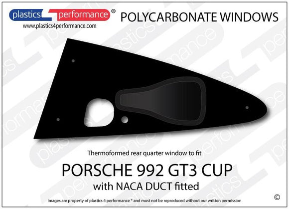 ポリカーボネート 左リアクォーターウインドウ｜Porsche 992 GT3 Cup