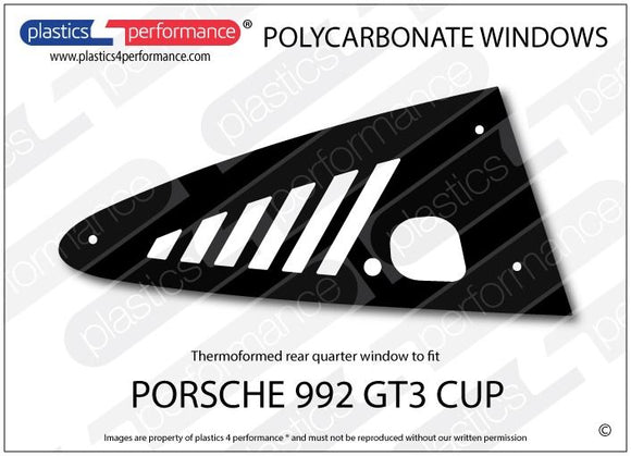 ポリカーボネート 右リアクォーターウインドウ｜Porsche 992 GT3 Cup