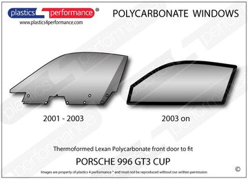 ポリカーボネート 左フロントドアウインドウ｜Porsche 996 GT3 Cup