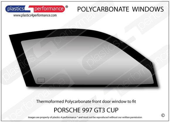 ポリカーボネート 右フロントドアウインドウ｜Porsche 997 GT3 Cup