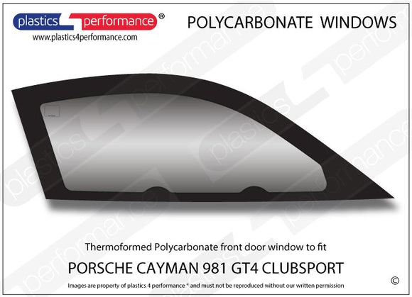 ポリカーボネート 右フロントドアウインドウ｜Porsche Cayman 981 GT4 Clubsport MR