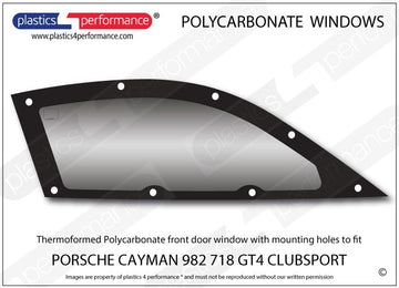 ポリカーボネート 右フロントドアウインドウ｜Porsche Cayman 718 (982) GT4 Clubsport