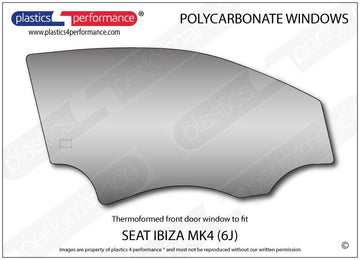 ポリカーボネート 右フロントドアウインドウ｜SEAT Ibiza MK4 6J - 3dr Hatchback