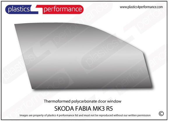 ポリカーボネート 右フロントドアウインドウ｜Skoda Fabia MK3 R5