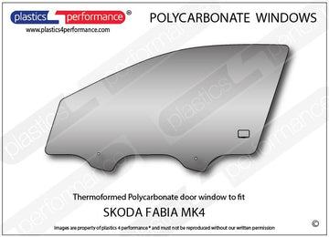 ポリカーボネート 左フロントドアウインドウ｜Skoda Fabia MK4