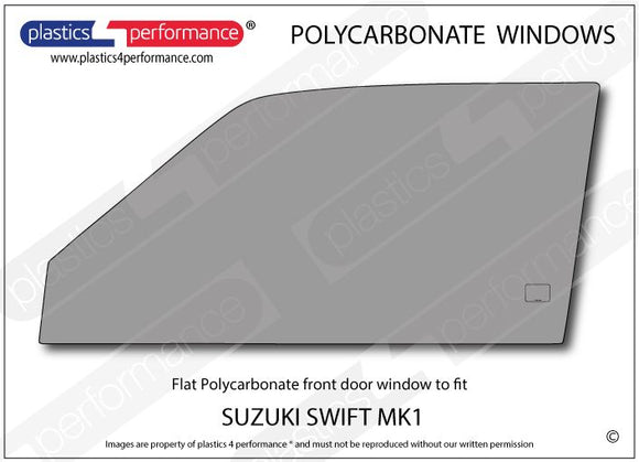ポリカーボネート 左フロントドアウインドウ｜スズキ Swift / Cultus MK1 - 3dr Hatchback