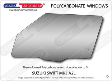 ポリカーボネート 左フロントドアウインドウ｜スズキ Swift MK3 A2L - 5dr Hatchback