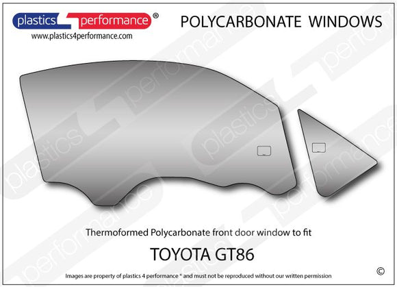 GT86 (ZN6) / BRZ (ZC6) フロントドアウインドウ Lexan®ポリカーボネート製