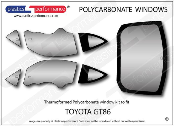 トヨタ GT86 (ZN6) Lexan® ポリカーボネート ウィンドウキット