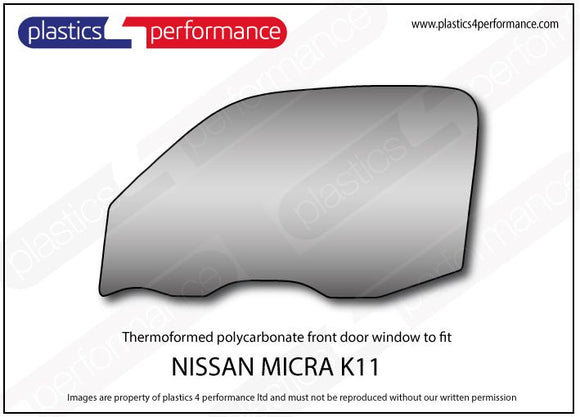 ポリカーボネート 左フロントドアウインドウ｜日産 Micra K11