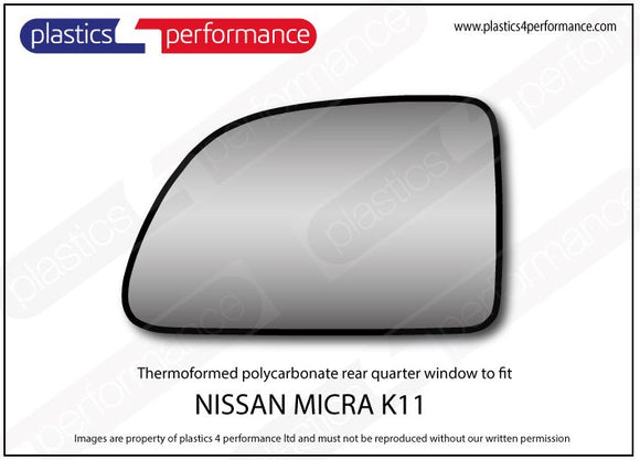 ポリカーボネート 右リアクォーターウインドウ｜日産 Micra K11