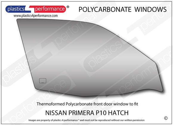 ポリカーボネート 右フロントドアウインドウ｜日産 Primera P10 Hatchback