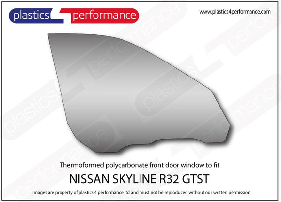 ポリカーボネート 右フロントドアウインドウ｜日産 Skyline R32 GTST 4dr