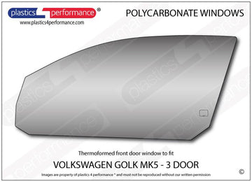 ポリカーボネート 左フロントドアウインドウ｜Volkswagen Golf Mk5 - 3dr