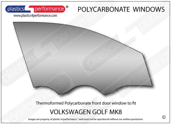 ポリカーボネート 右フロントドアウインドウ｜Volkswagen Golf Mk8 - 5dr